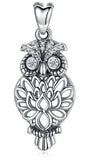 Jewelry Trends Owl Bird Animal Sterling Silver Pendant Necklace 18"