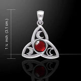 Jewelry Trends Sterling Silver Celtic Trinity Crescent Moon Pendant with Garnet on 18 Inch Box Chain Necklace