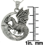 Jewelry Trends Sterling Silver Moon and Dragon Celtic Knot Pendant on 18" Box Chain Necklace