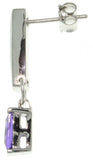 Opal Earrings - Sterling Silver Created Blue Opal Dangle Earrings with Amethyst Purple CZ Stones