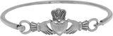 Jewelry Trends Sterling Silver Celtic Irish Heart in Hands Claddagh Bangle Bracelet