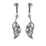 Leaf Dangle Earrings - Stainless Steel Bar with Oak Leaf Dangle Post Earrings