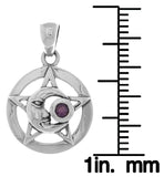 Jewelry Trends Sterling Silver Moon Star Pentacle Pendant with Amethyst