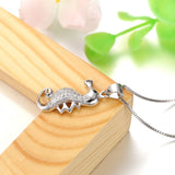 Seahorse Necklace - Sterling Silver Seahorse Pendant with Pave CZ Crystals on 18 Inch Box Chain Necklace