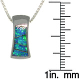 Opal Necklace - Sterling Silver Created Blue Opal Small Hourglass Design with 18 Inch Box Chain Necklace
