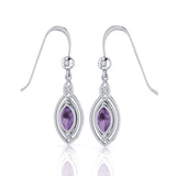 Jewelry Trends Sterling Silver Celtic Oval Amethyst Gemstone Dangle Earrings