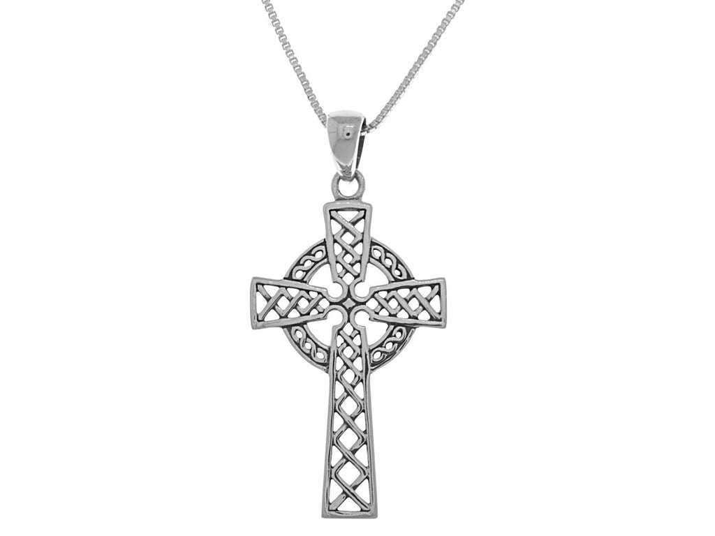 Jewelry Trends Irish Celtic Cross Religious Sterling Silver Pendant Necklace 18"