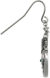 Jewelry Trends Pewter Celtic Dragon Teardrop Knot Dangle Earrings with Green Crystals
