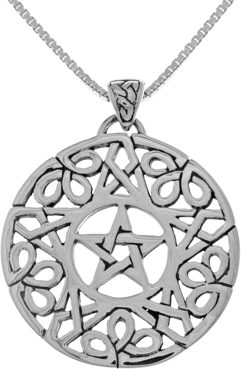 Jewelry Trends Celtic Star Pentacle Pentagram Sterling Silver Pendant Necklace 18"
