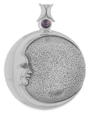 Jewelry Trends Sterling Silver Crescent Moon Goddess Eclipse Pendant with Amethyst