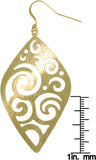 Swirl Earrings - Goldtone Brass Weightless Large Diamond Shaped Wavy Filigree Swirl Dangle Earrings Fashion Jewelry