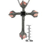 Large Cross Necklace - Jewelry Trends Pewter Large Dragon Claw Cross Pendant with Crystal Balls on Chain Necklace