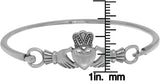Jewelry Trends Sterling Silver Celtic Irish Heart in Hands Claddagh Bangle Bracelet