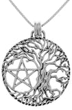 Jewelry Trends Pentacle Tree of Life Wiccan Sterling Silver Pendant Necklace 18"