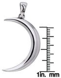 Jewelry Trends Sterling Silver Large Crescent Moon Pendant on 18 Inch Box Chain Necklace Waxing Moon for Attraction