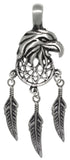 Jewelry Trends Pewter American Eagle Mandala Feather Southwest Pendant Necklace 18" Leather Cord