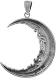 Jewelry Trends Sterling Silver Large Floral Leaf Crescent Moon Pendant on 18 Inch Box Chain Necklace