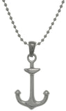 Anchor Necklace - Stainless Steel Anchor High Polish Pendant on 21 inch Steeel Ball Chain Necklace