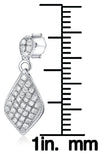 CZ Earrings - Sterling Silver Micro Pave CZ Diamond-Shaped Dangle Earrings