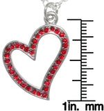 Crystal Heart Necklace - Pewter Heart Pendant with Sparkling Red Crystal Rhinestones 18-inch Chain Necklace