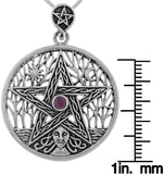 Jewelry Trends Sterling Silver Celtic Goddess Pentacle Pendant with Amethyst on Chain Necklace