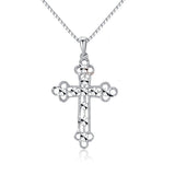 Jewelry Trends Sterling Silver Cross Pendant with Sparkling Disc Accents on 18 Inch Box Chain Necklace