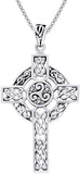 Jewelry Trends Sterling Silver Celtic Trinity Triskele Cross Pendant on 18 Inch Box Chain Necklace