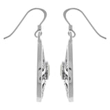 Contemporary Silver Earrings Teardrop Silver Plated Bronze with Black Onyx Gems