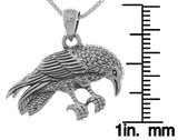 Jewelry Trends Sterling Silver Perching Raven Pendant Necklace 18"