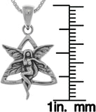 Jewelry Trends Sterling Silver Celtic Trinity Knot Fairy Pendant on 18 Inch Box Chain Necklace