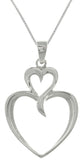 Sterling Silver Two Heart Pendant on 18 Inch Box Chain Necklace Valentine's Day Gift