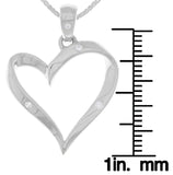 Jewelry Trends Sterling Silver Ribbon Heart Pendant with CZ on 18 Inch Box Chain Necklace