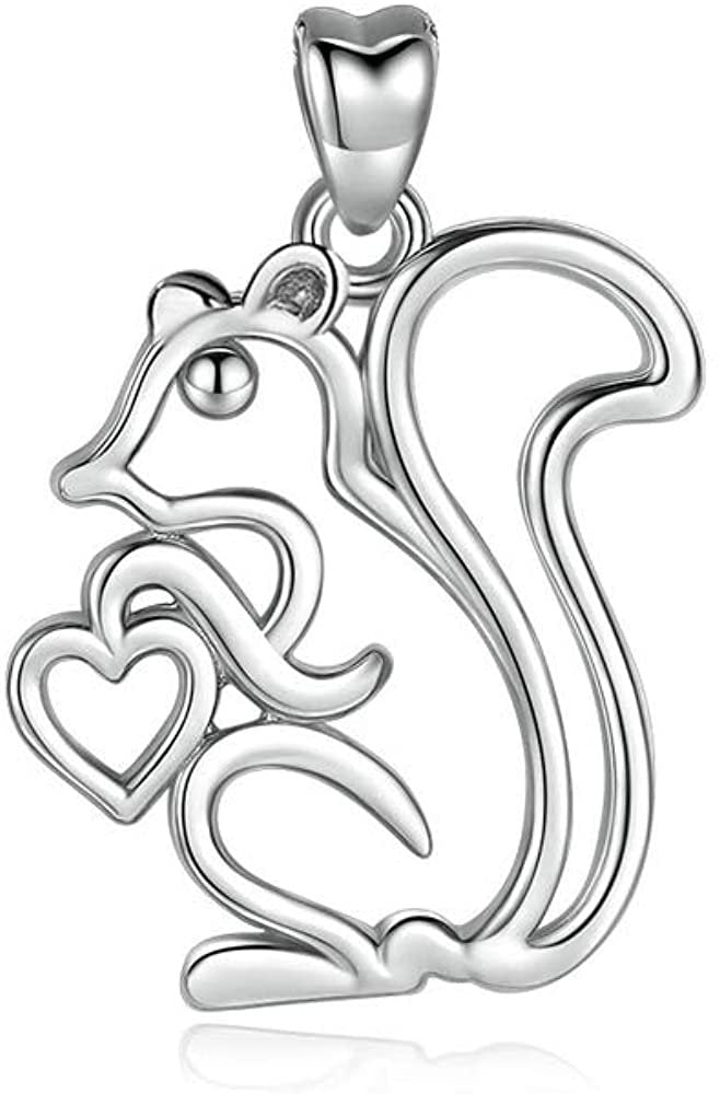 Jewelry Trends Squirrel Love Nut Animal Sterling Silver Pendant Necklace 18"