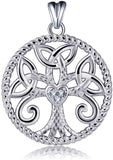 Jewelry Trends Tree Of Life Trinity Knot CZ Heart Sterling Silver Pendant Necklace 18"