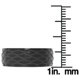 Black Ring - Stainless Steel Black IP Grooved Tread Pattern Band Ring