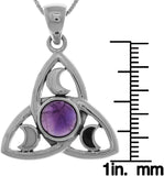 Jewelry Trends Sterling Silver Celtic Trinity Crescent Moon Pendant with Amethyst on 18 Inch Box Chain Necklace