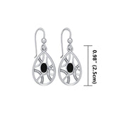 Contemporary Silver Earrings Teardrop Silver Plated Bronze with Black Onyx Gems