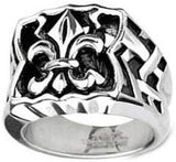 Jewelry Trends Stainless Steel Fleur De Lis Wide Band Ring Whole Sizes 10-14