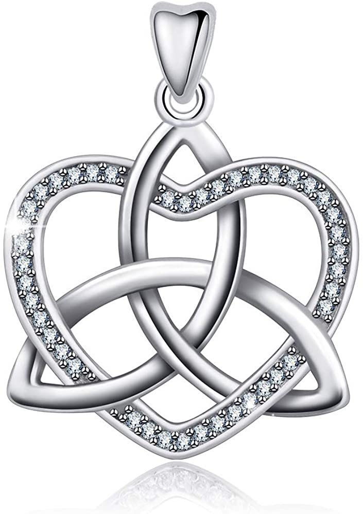 Jewelry Trends Celtic Trinity CZ Heart Sterling Silver Pendant Necklace 18"