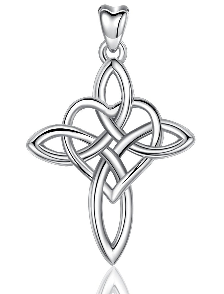 Jewelry Trends Eternity Heart Cross Celtic Knot Sterling Silver Pendant Necklace 18"