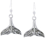Jewelry Trends Aboriginal Whale Tail Nautical Sterling Silver Dangle Earrings