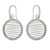 Sparkle Earrings - Sterling Silver Circle Dangle Earrings with Wrapped Twisted Sparkle Rope Design