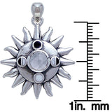 Jewelry Trends Sterling Silver Sun with Moon Phases Pendant with Moonstone on 18 Inch Box Chain Necklace