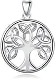 Jewelry Trends Trinity Knot Celtic Tree of Life Sterling Silver Round Pendant Necklace 18"