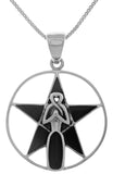 Jewelry Trends Sterling Silver Goddess Pentacle Pendant Necklace 18" Created Black Onyx