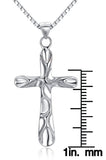 Jewelry Trends Sterling Silver Cross Pendant with Sculpted Design on 18 Inch Box Chain Necklace