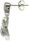 Opal Earrings - Sterling Silver Created Blue Opal with Clear and Amethyst Purple CZ Teardrop Dangle Earrings