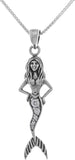 Jewelry Trends Sterling Silver Mermaid with Clear CZ Tail Pendant Necklace 18"