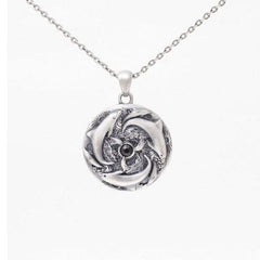 Dolphin Necklace - Pewter Dolphin Trinity Pendant on 23 Inch Chain Necklace