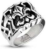 Jewelry Trends Stainless Steel Fleur De Lis Wide Band Ring Whole Sizes 10-14